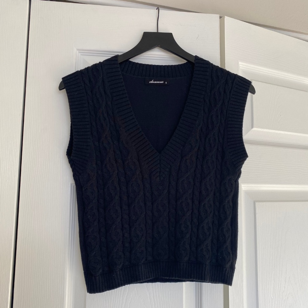 Black Cable Knit Sweater Vest
